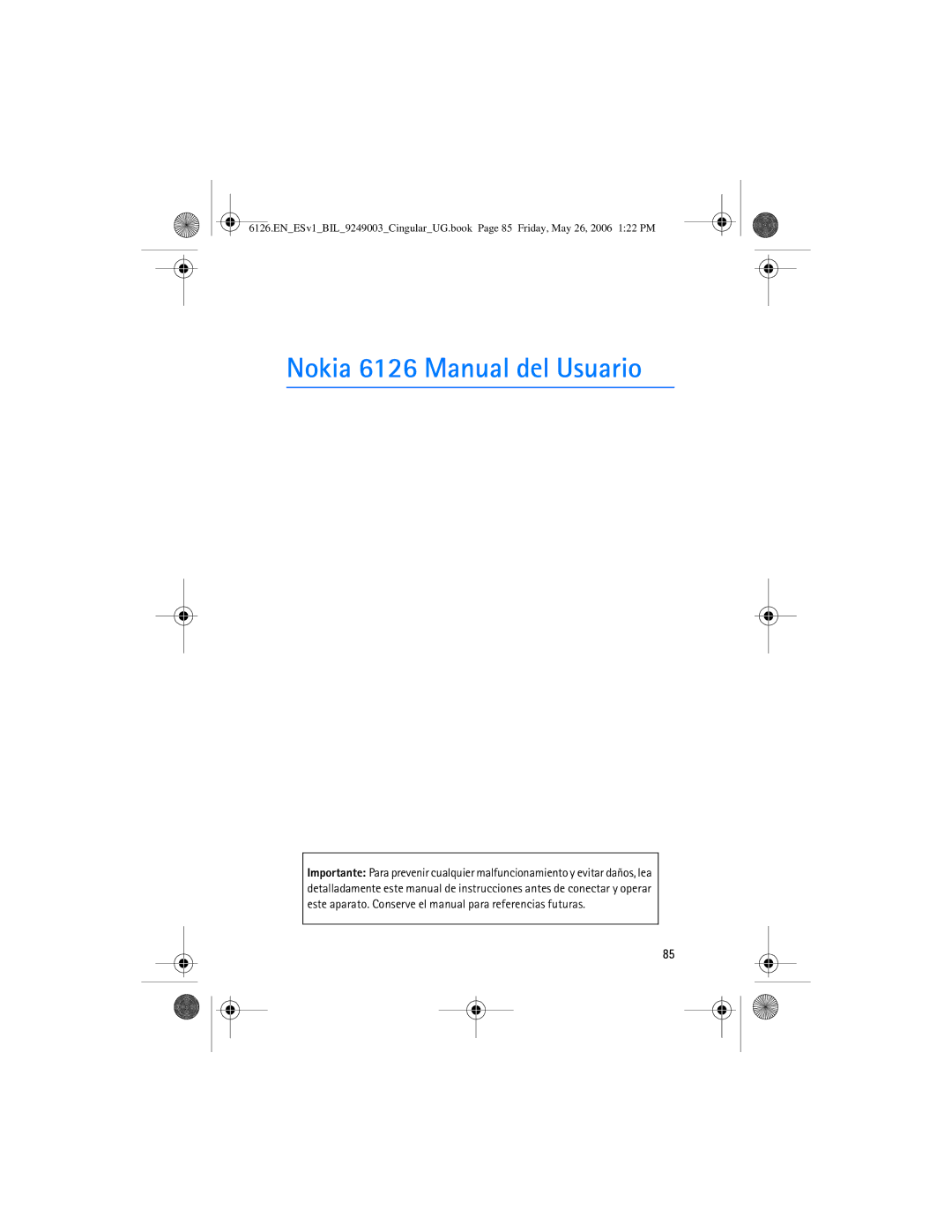 Nokia manual Nokia 6126 Manual del Usuario 