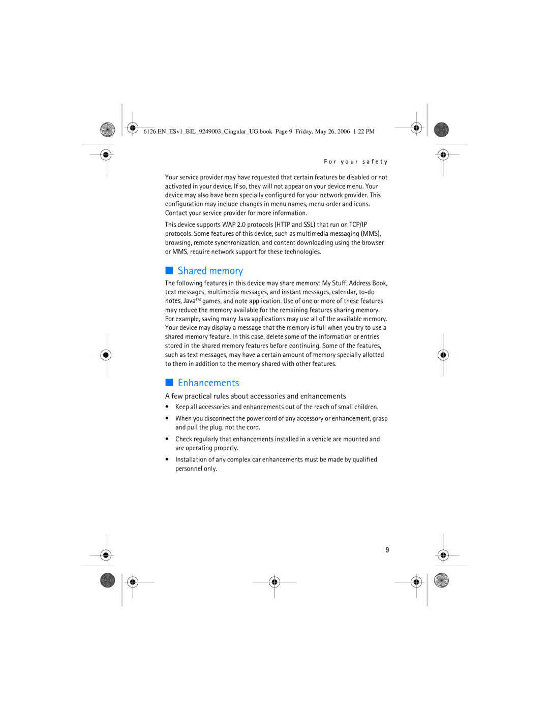 Nokia 6126 manual Shared memory 