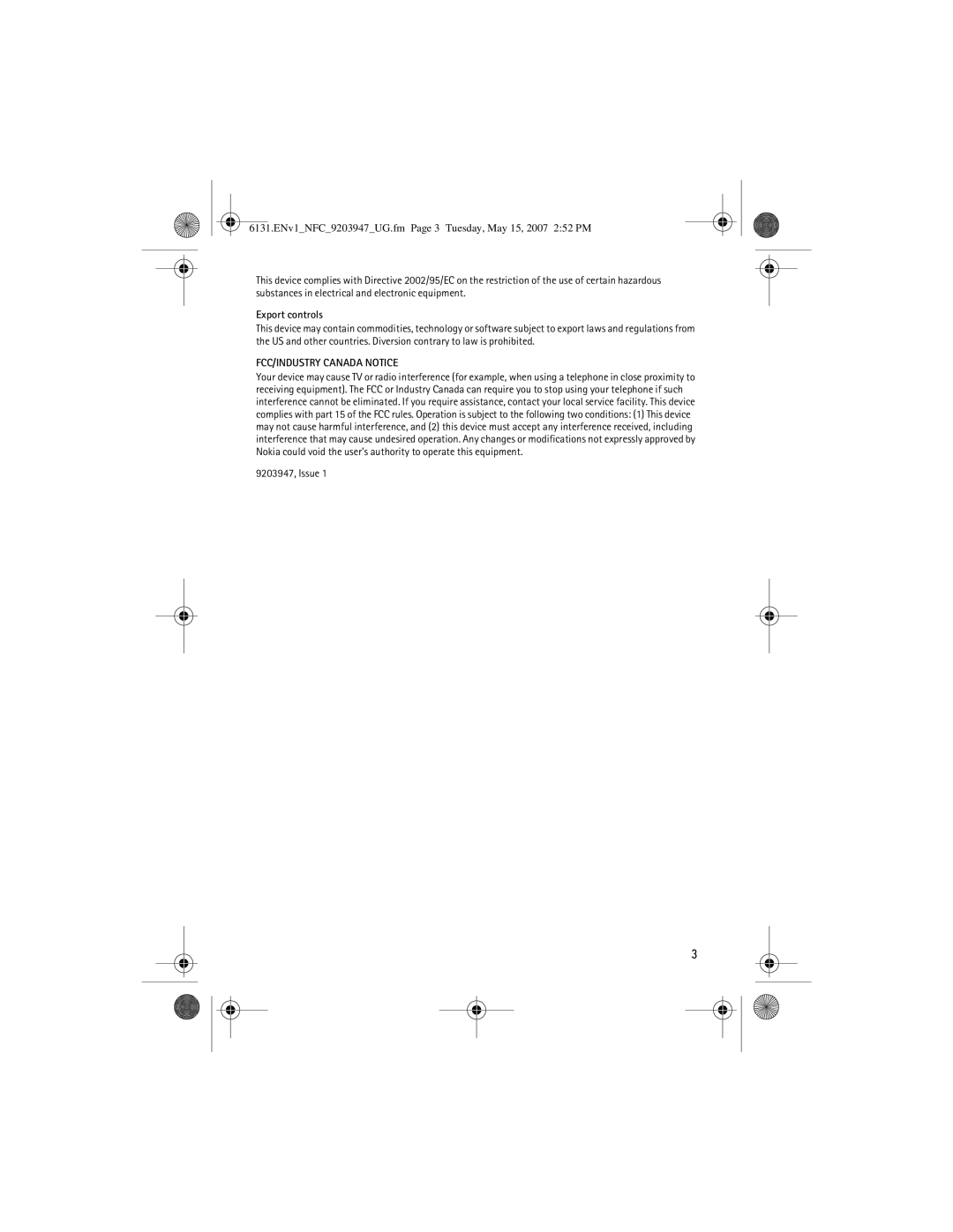 Nokia 6131 NFC manual FCC/INDUSTRY Canada Notice 