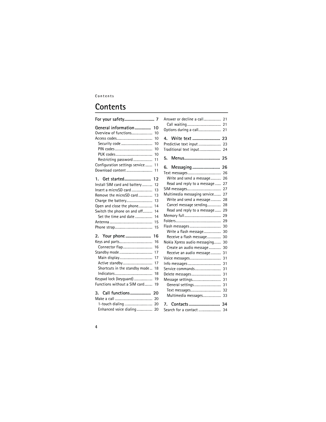 Nokia 6133 manual Contents 