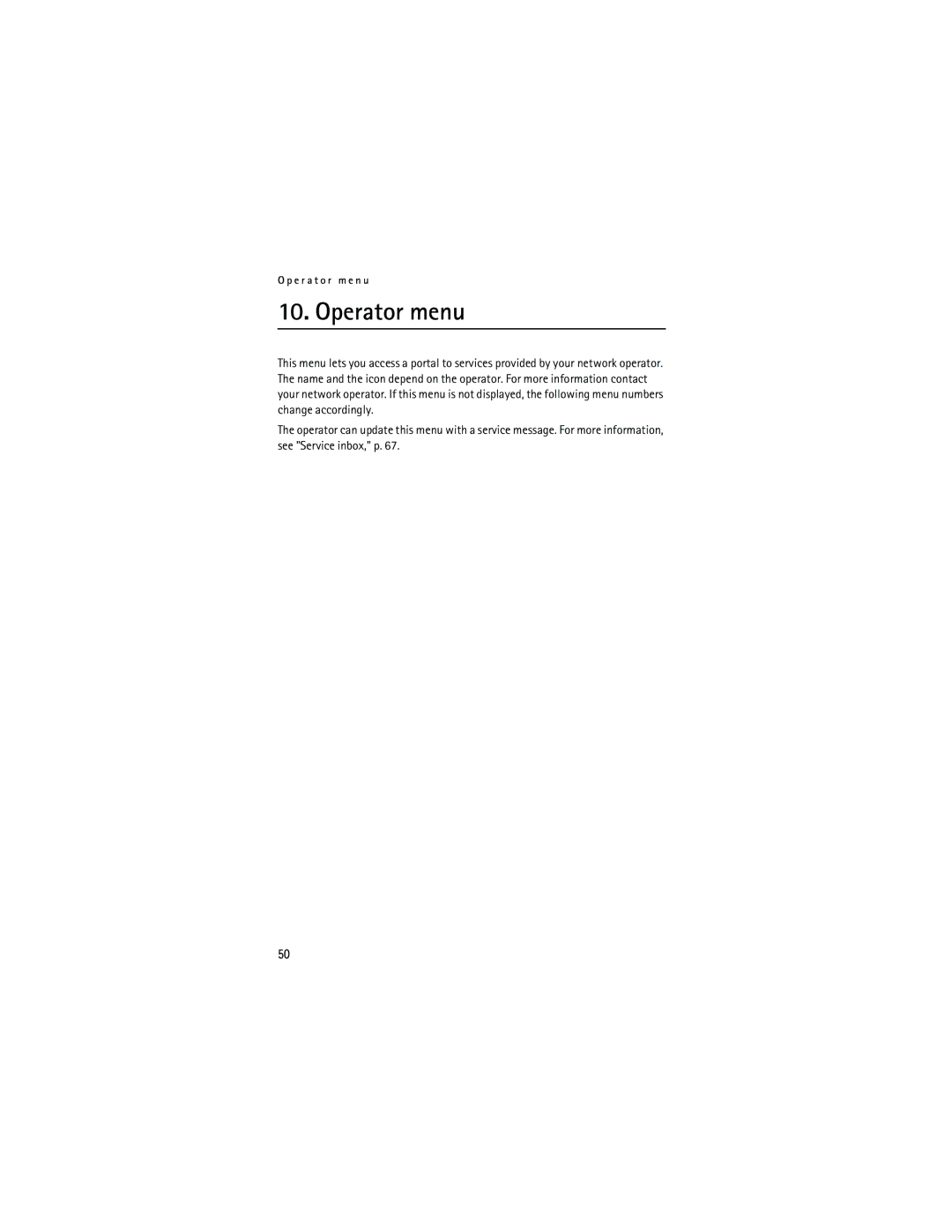 Nokia 6133 manual Operator menu 