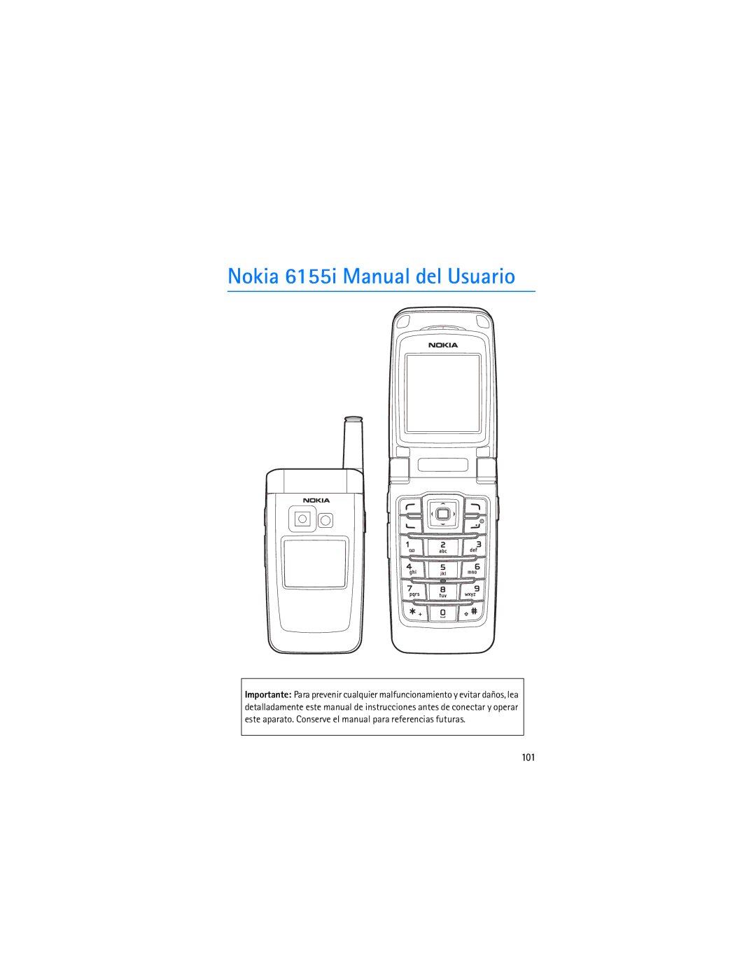 Nokia manual Nokia 6155i Manual del Usuario, 101 