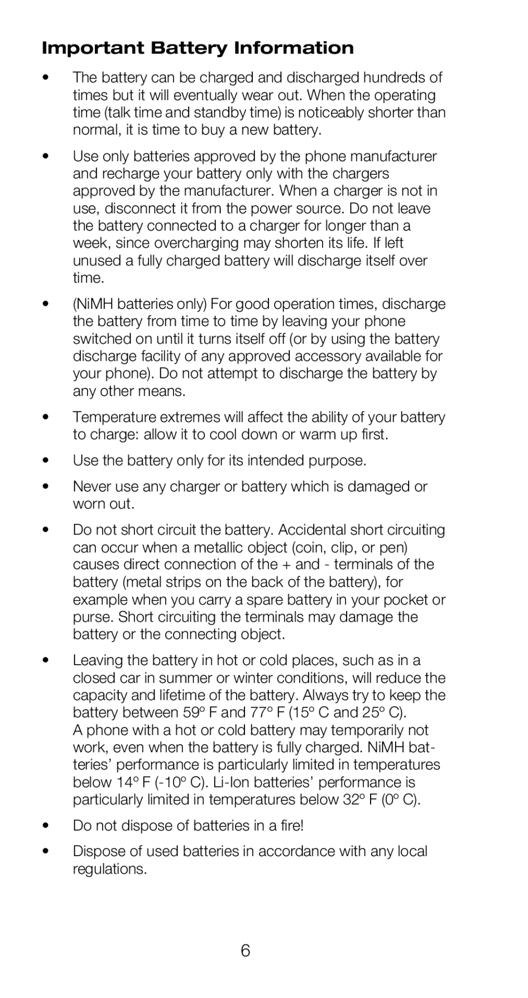 Nokia 6160 manual Important Battery Information 