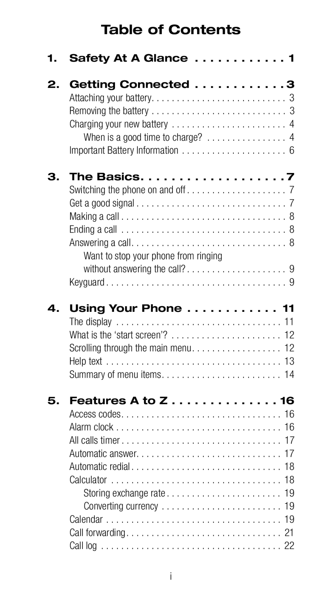 Nokia 6160 manual Table of Contents 