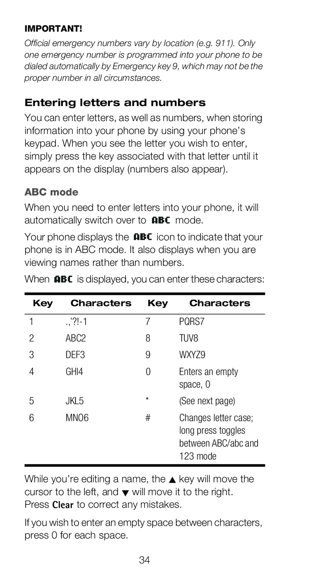 Nokia 6160 manual Entering letters and numbers, ABC mode 