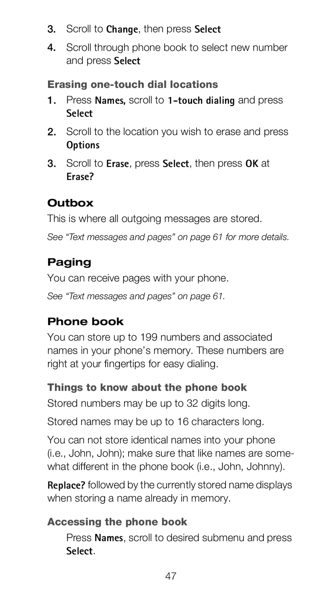 Nokia 6160 manual Erasing one-touch dial locations, Things to know about the phone book, Accessing the phone book 