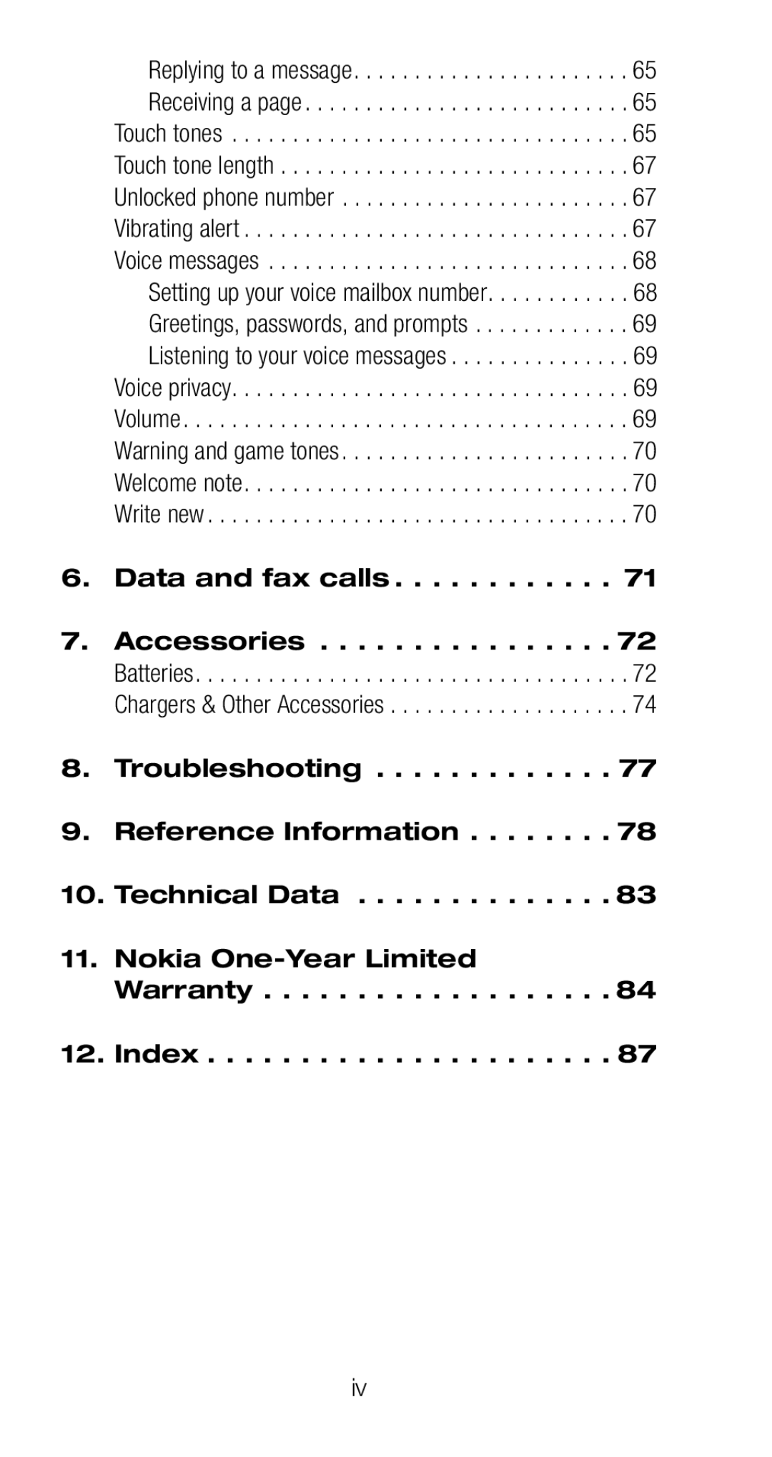 Nokia 6160 manual Data and fax calls 7. Accessories 