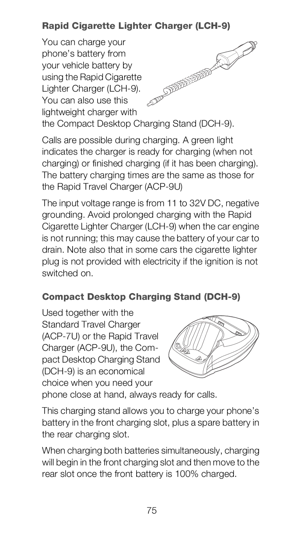 Nokia 6160 manual Rapid Cigarette Lighter Charger LCH-9, You can charge your, Compact Desktop Charging Stand DCH-9 