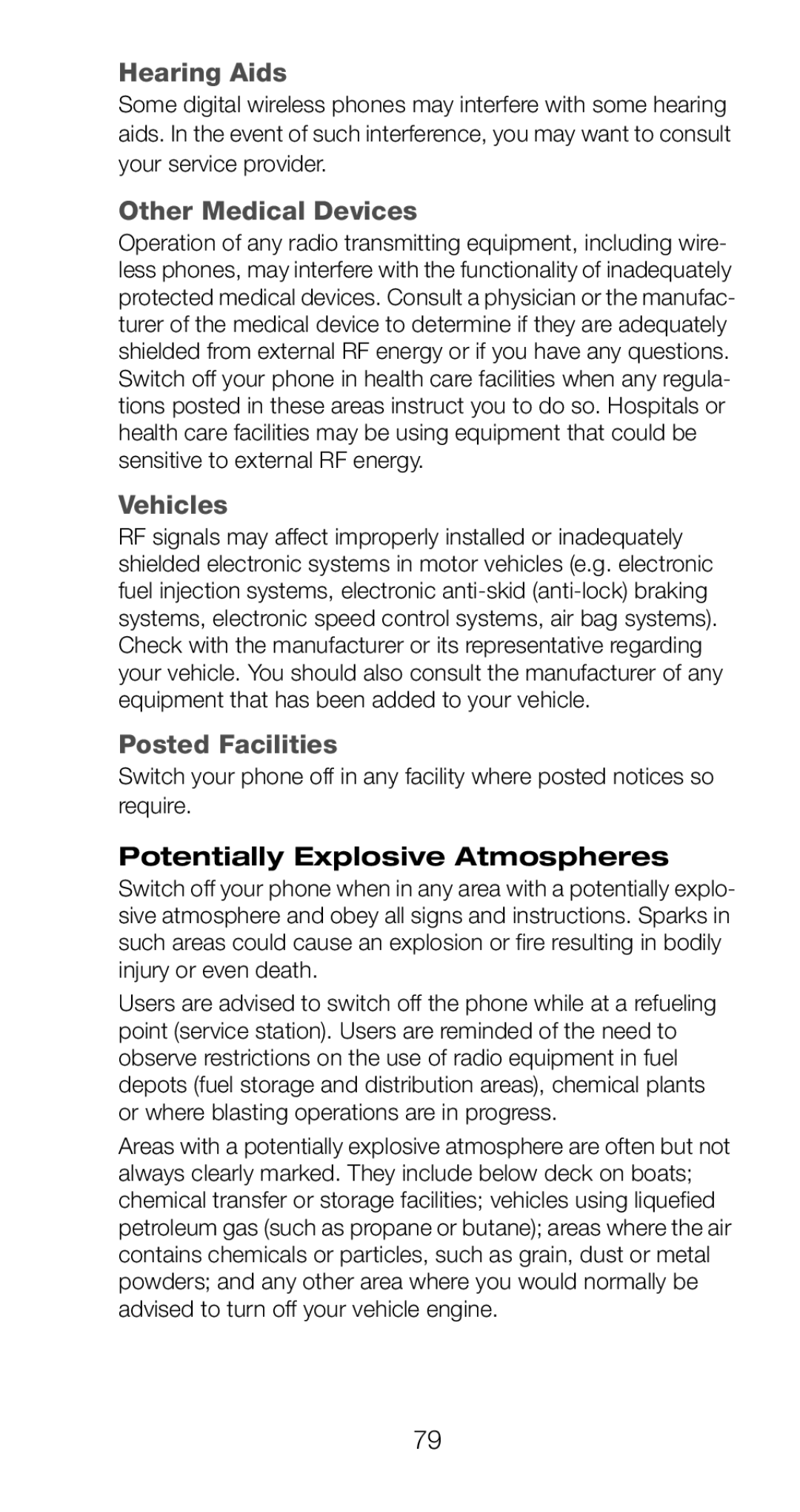 Nokia 6160 manual Hearing Aids, Other Medical Devices, Vehicles, Posted Facilities, Potentially Explosive Atmospheres 