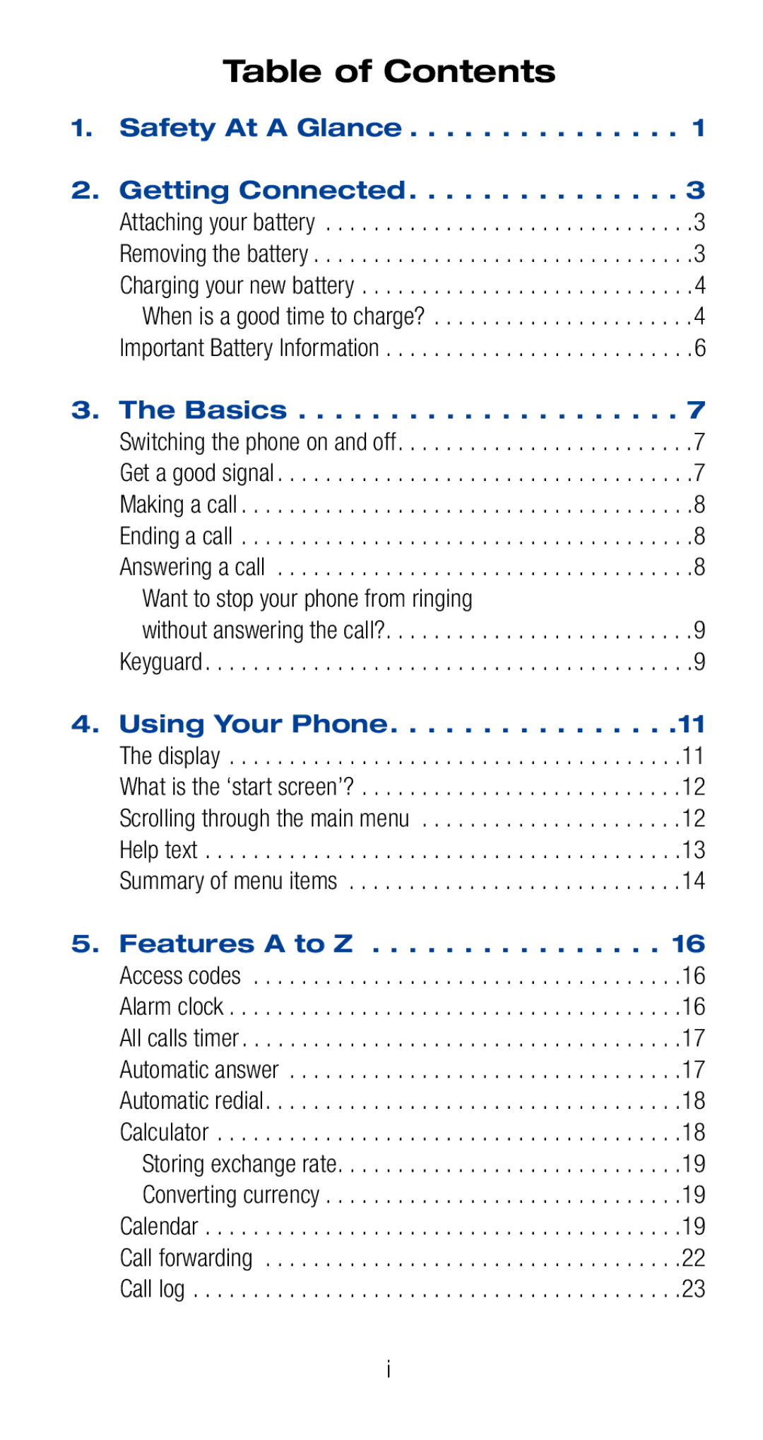 Nokia 6160i owner manual Table of Contents 