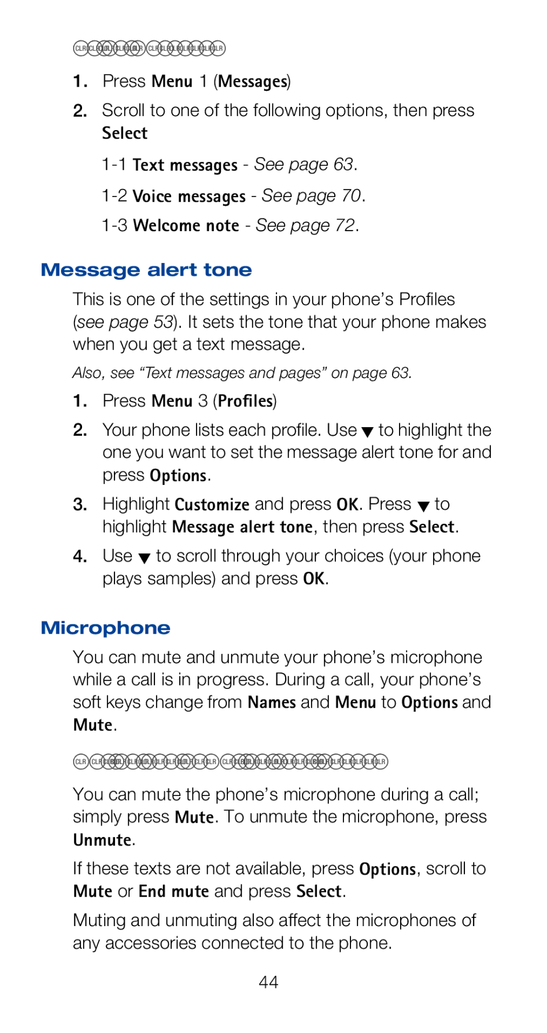 Nokia 6160i owner manual Using messages, Message alert tone, Microphone, Muting and unmuting your phone 