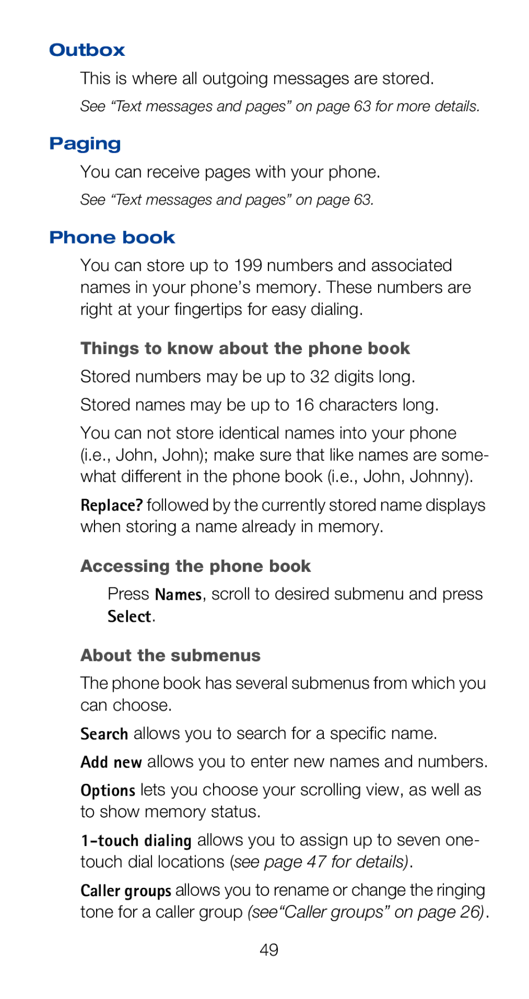 Nokia 6160i owner manual Things to know about the phone book, Accessing the phone book, About the submenus 