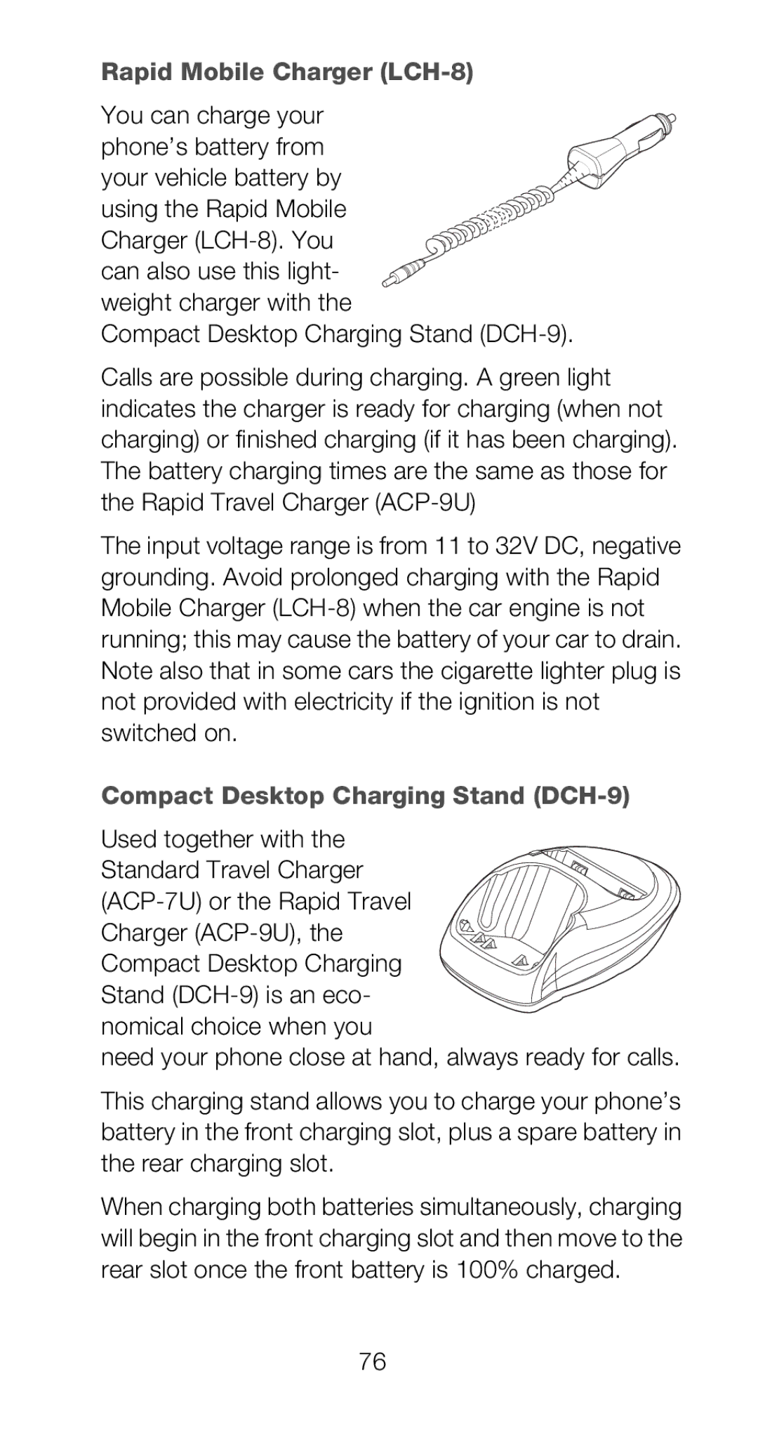 Nokia 6160i Rapid Mobile Charger LCH-8, You can charge your, Compact Desktop Charging Stand DCH-9, Used together with 