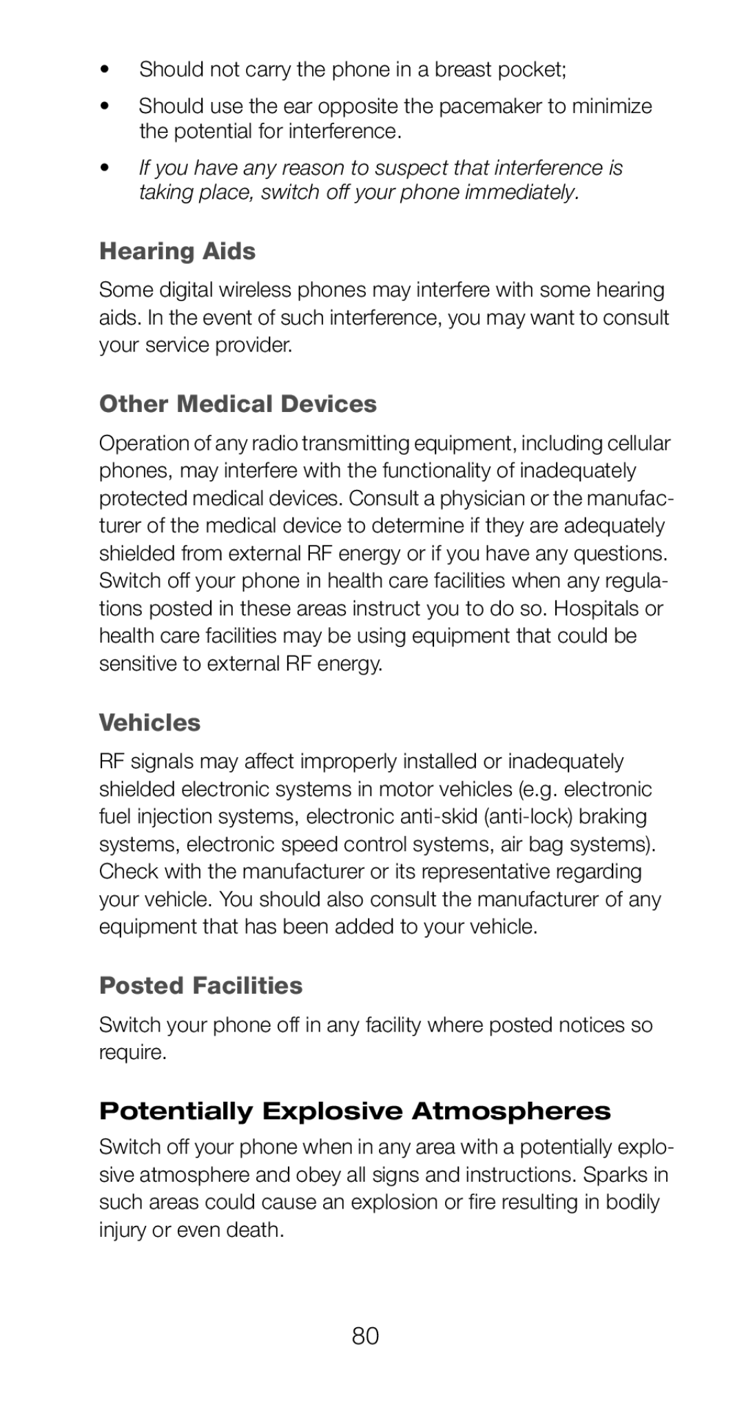 Nokia 6160i Hearing Aids, Other Medical Devices, Vehicles, Posted Facilities, Potentially Explosive Atmospheres 