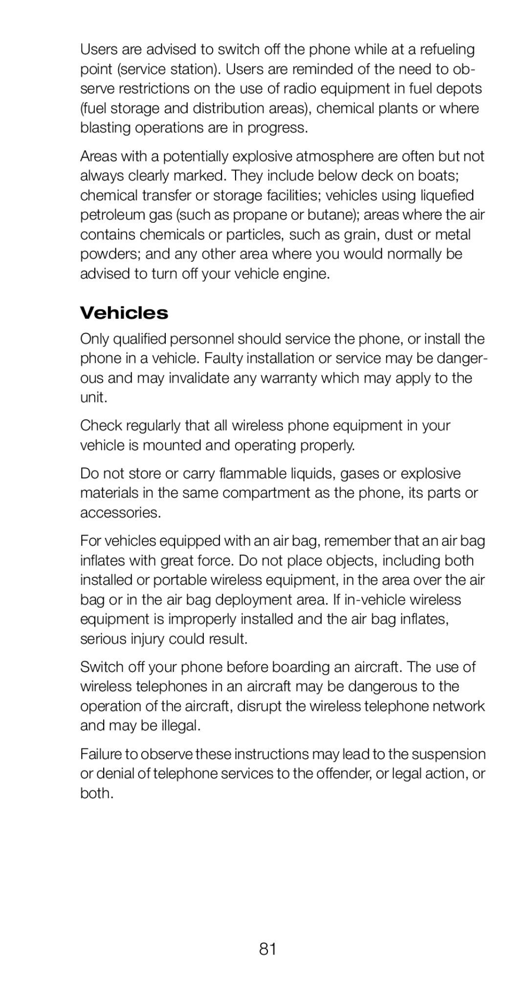 Nokia 6160i owner manual Vehicles 