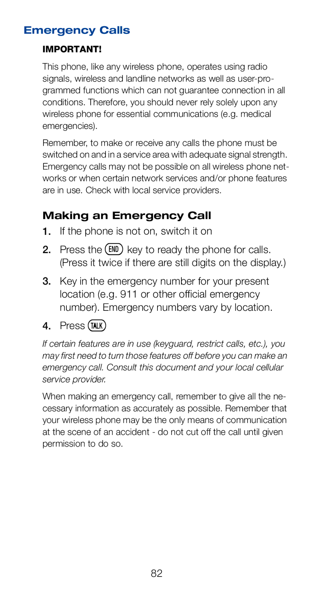 Nokia 6160i owner manual Emergency Calls, Making an Emergency Call 