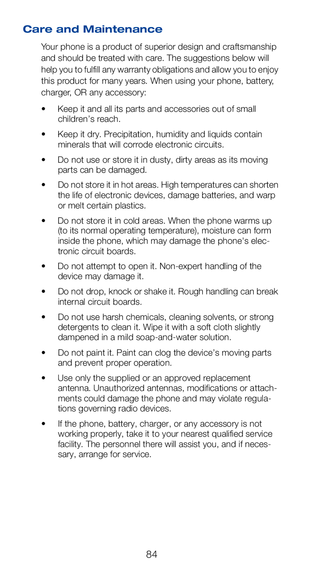 Nokia 6160i owner manual Care and Maintenance 