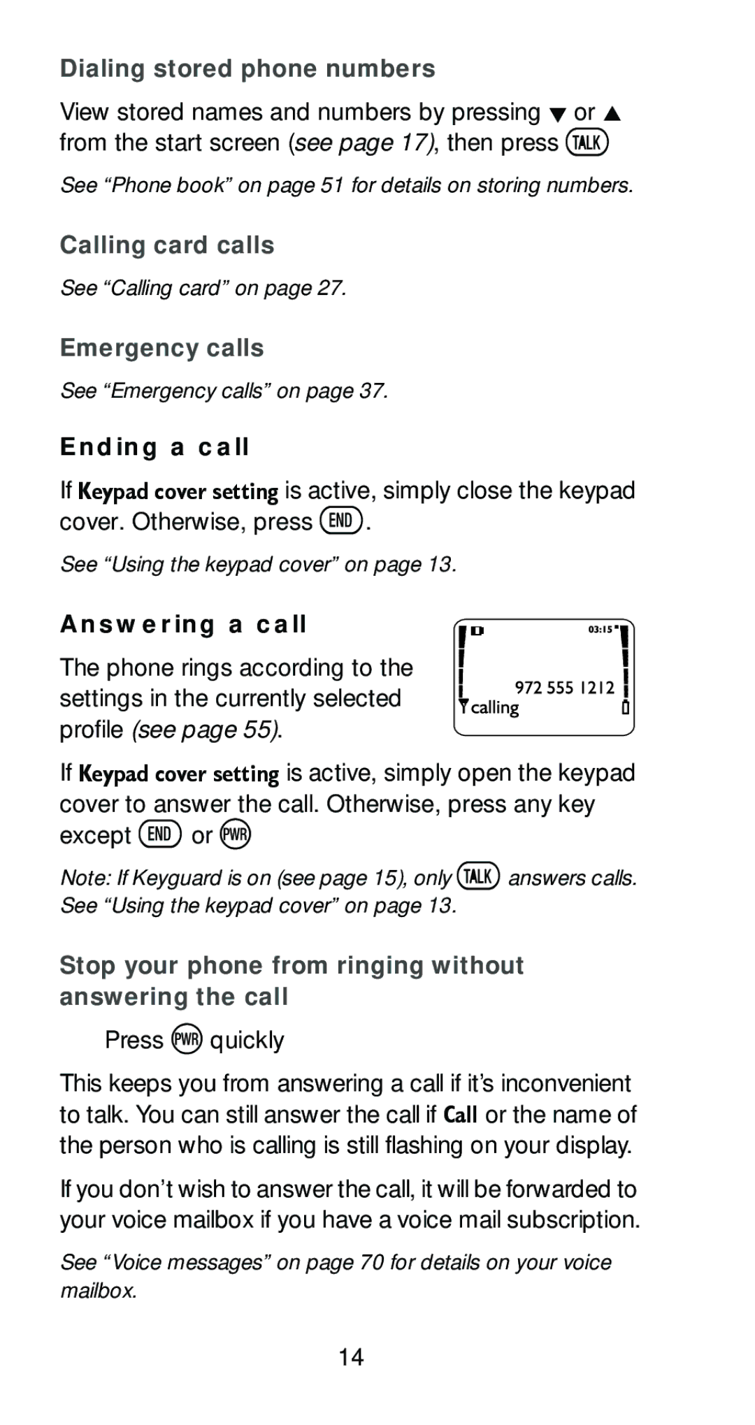 Nokia 6161 manual Dialing stored phone numbers, Calling card calls, Emergency calls 