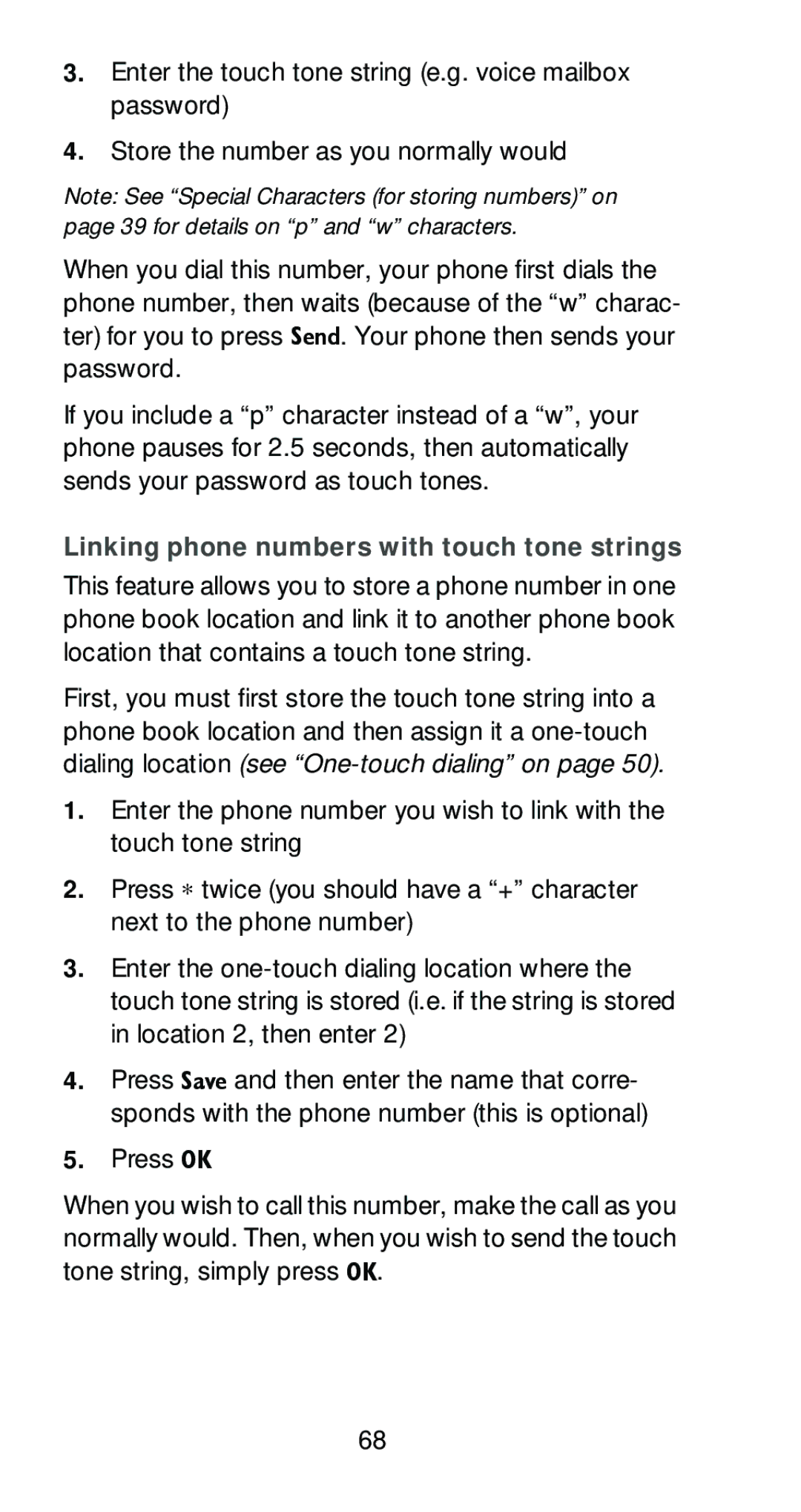 Nokia 6161 manual Linking phone numbers with touch tone strings 