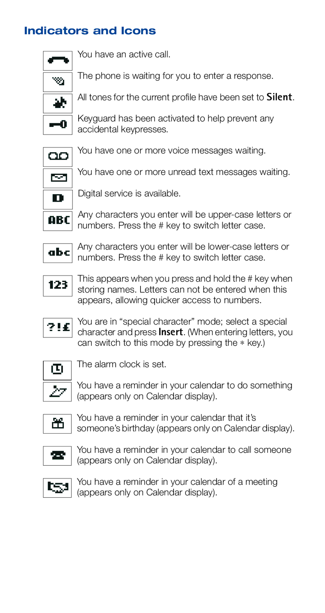 Nokia 6161i owner manual Indicators and Icons 