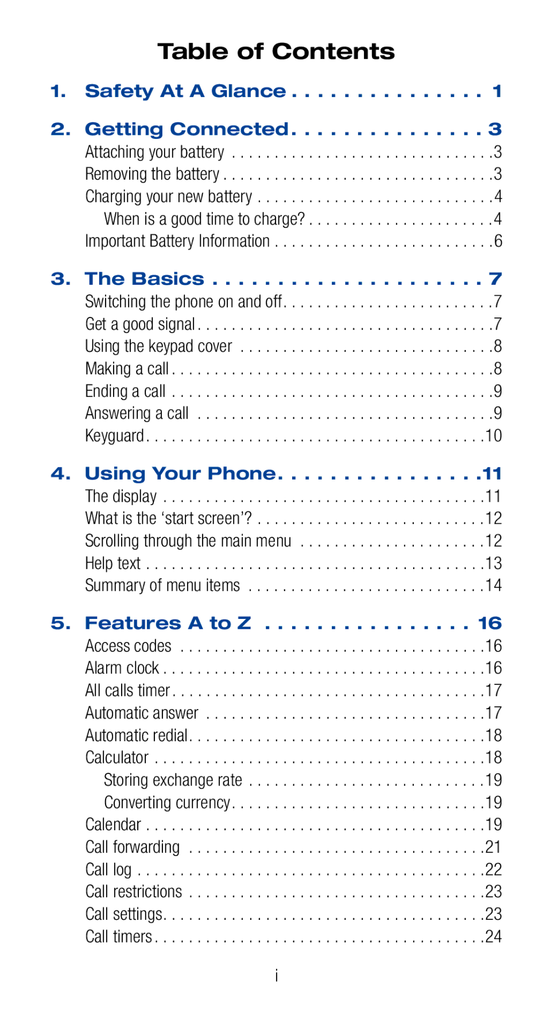 Nokia 6161i owner manual Table of Contents 
