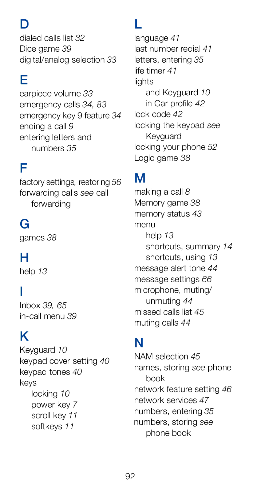 Nokia 6161i owner manual Forwarding Games Help, Inbox 39, 65 in-call menu 