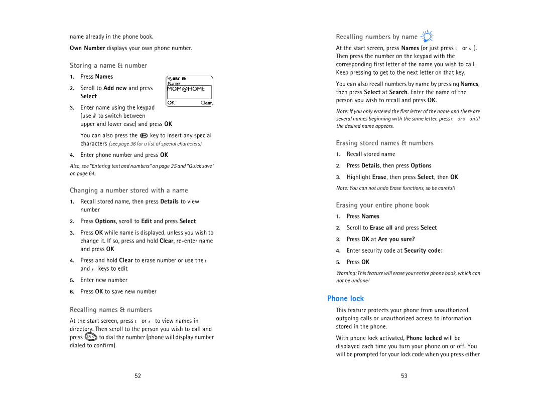 Nokia 6185 owner manual Phone lock 