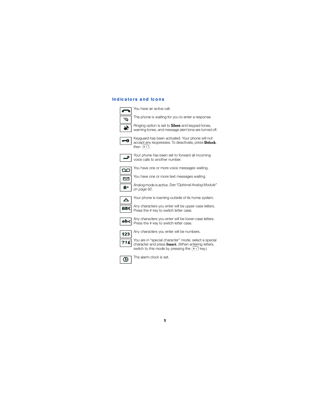 Nokia 6190 owner manual Indicators and Icons 