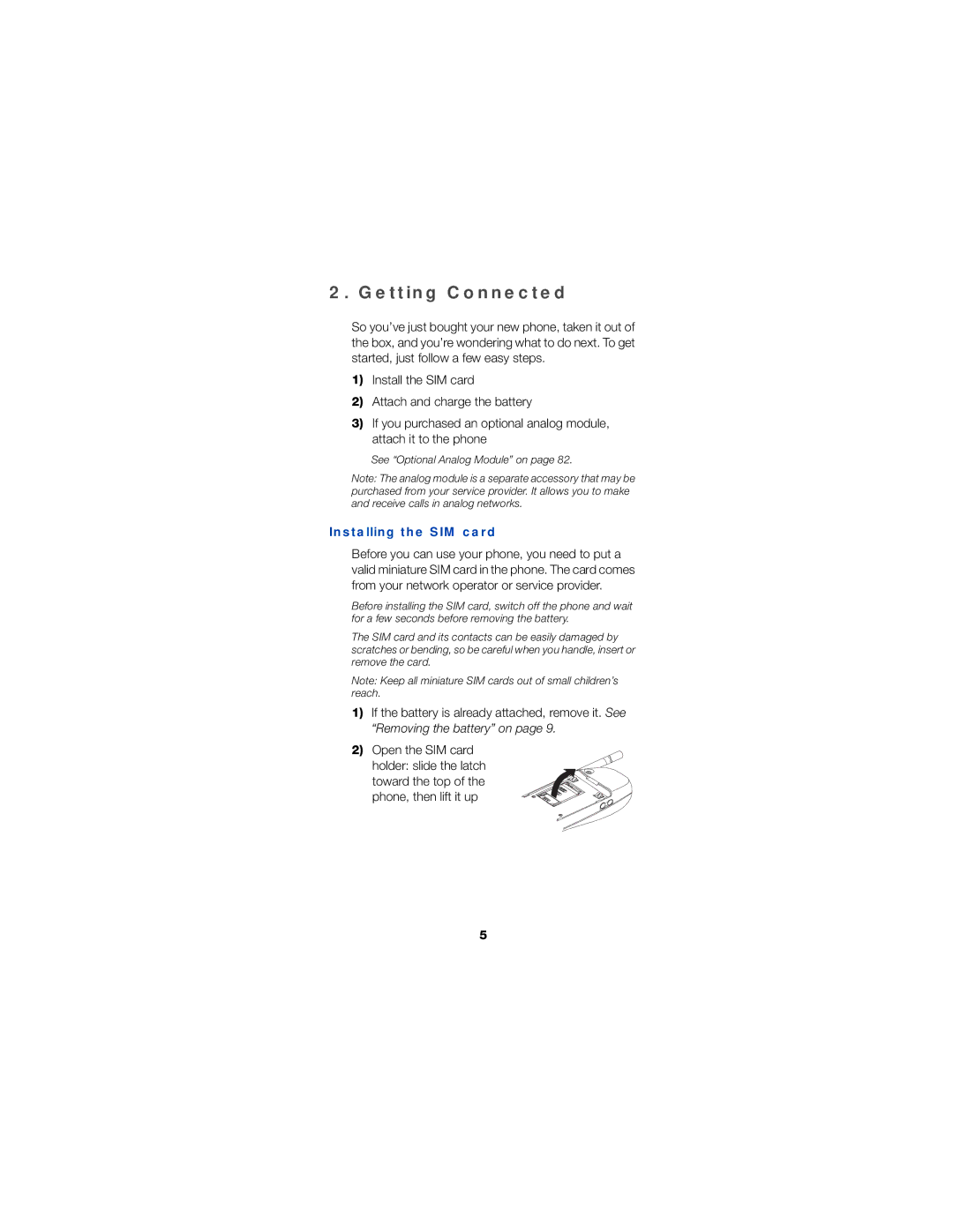 Nokia 6190 owner manual Getting Connected, Installing the SIM card 