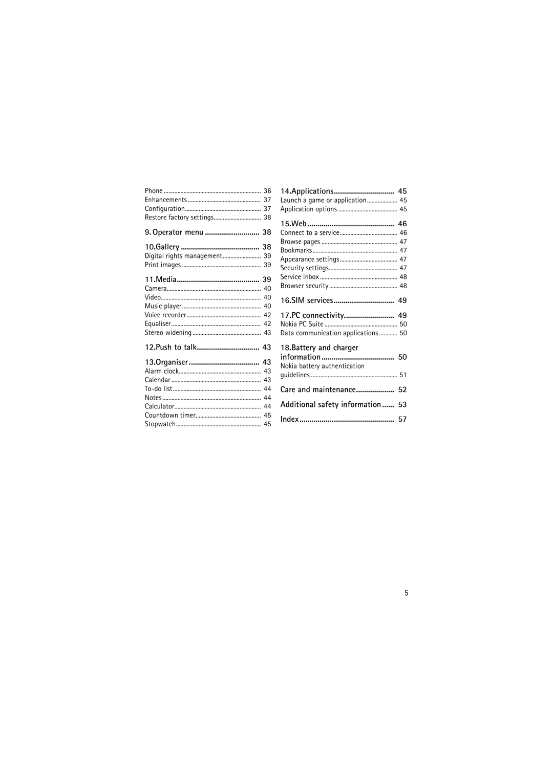 Nokia 6212 manual Battery and charger, 15.Web 