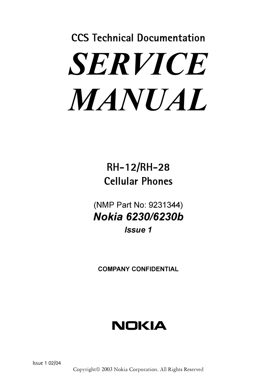 Nokia service manual Nokia 6230/6230b 