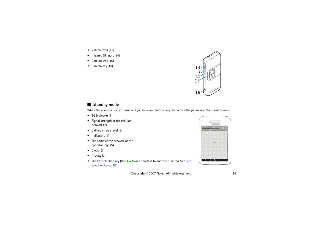 Nokia 6234 manual Standby mode 