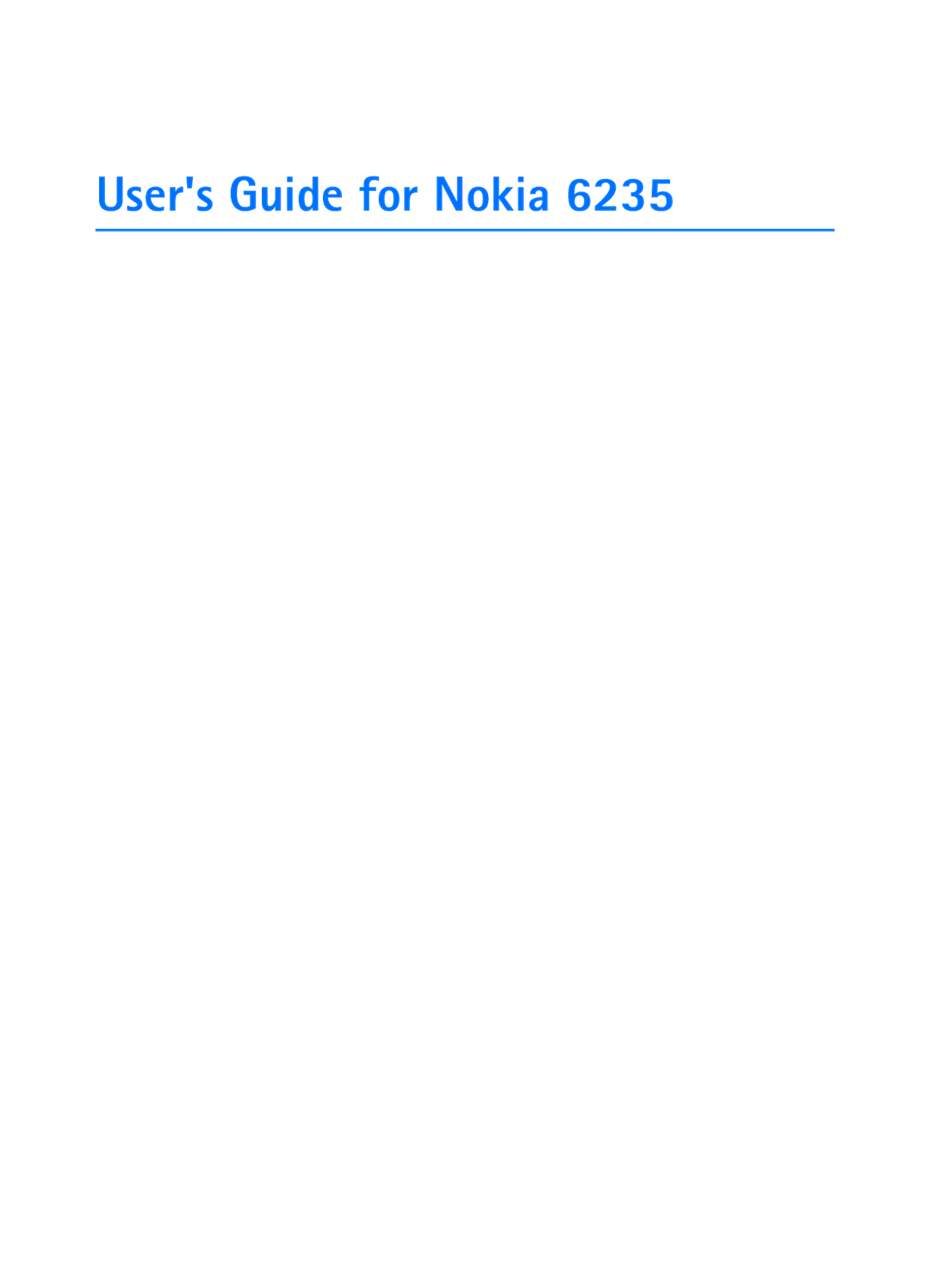 Nokia 6235 manual Users Guide for Nokia 