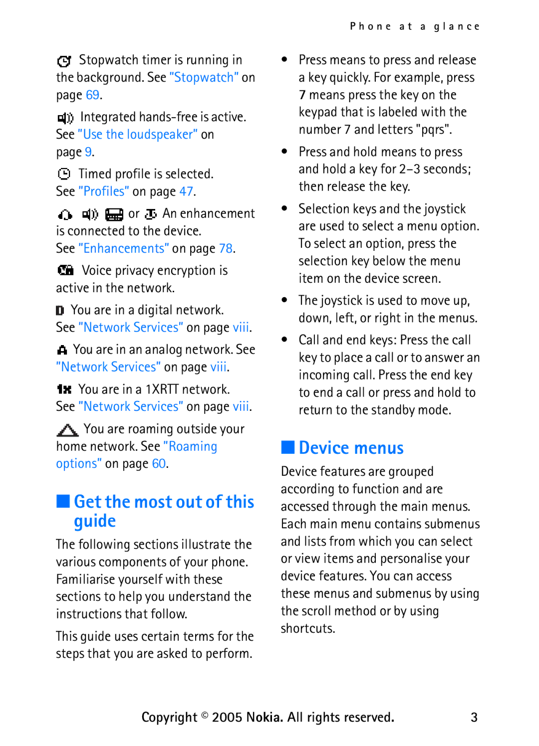 Nokia 6235 manual Get the most out of this guide, Device menus 