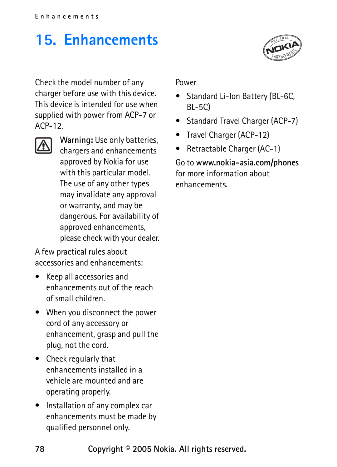 Nokia 6235 manual Enhancements 