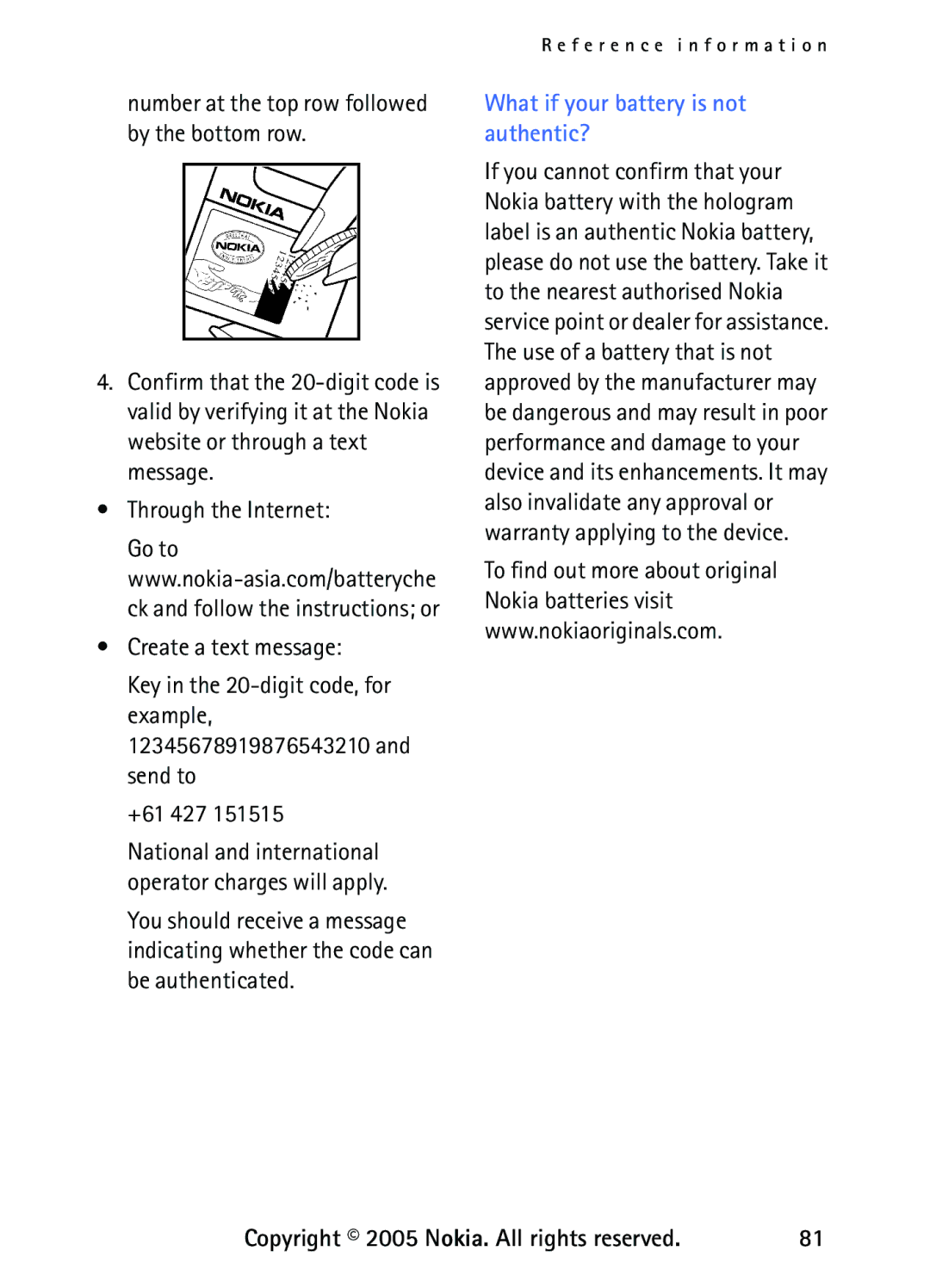 Nokia 6235 manual What if your battery is not authentic? 