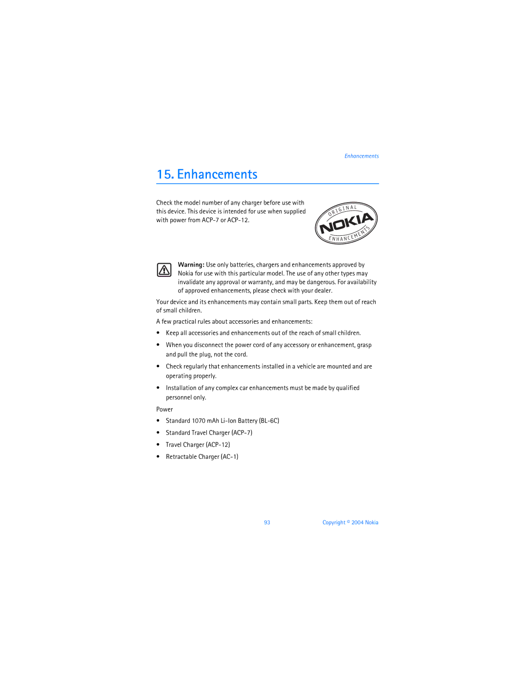 Nokia 6255i manual Enhancements 