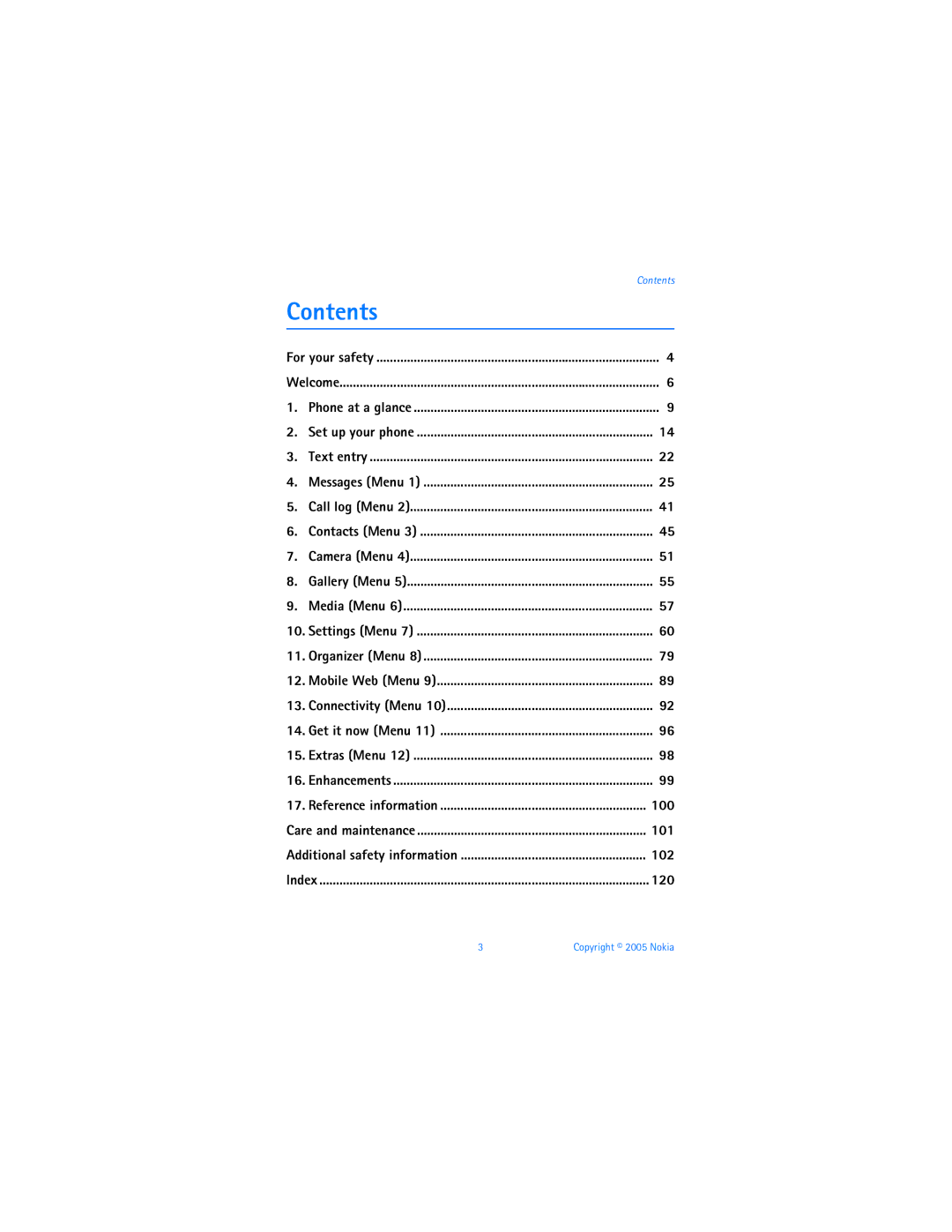 Nokia 6256i manual Contents 