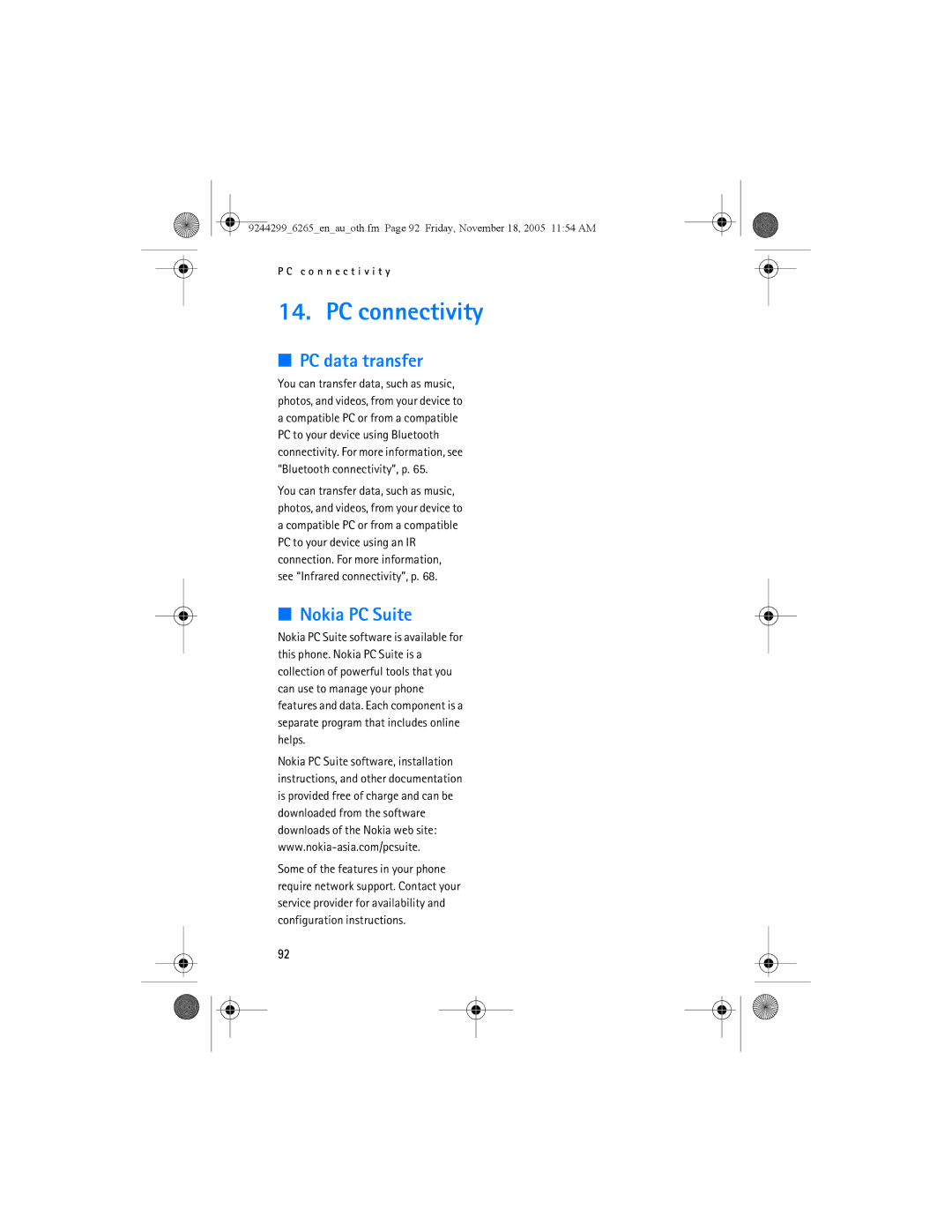 Nokia 6265 manual PC connectivity, PC data transfer, Nokia PC Suite 
