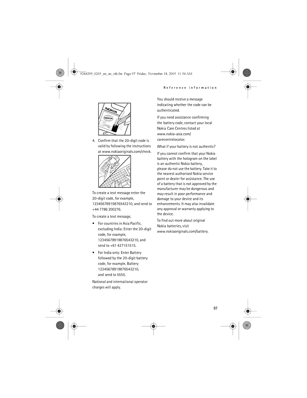 Nokia 6265 manual National and international operator charges will apply 