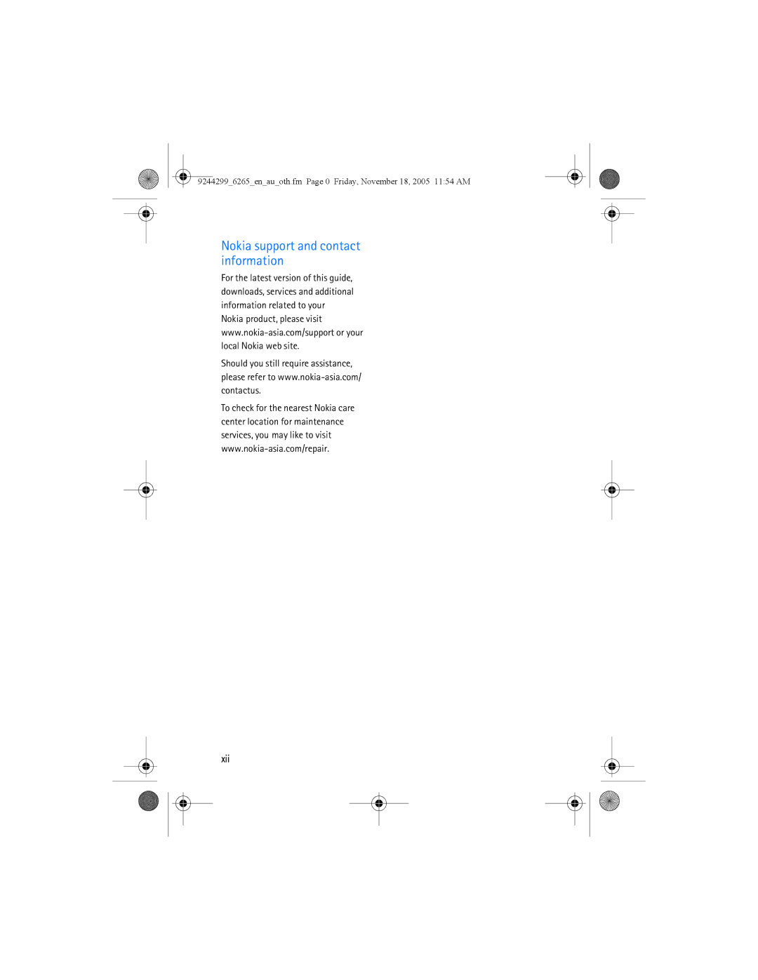 Nokia 6265 manual Nokia support and contact information 