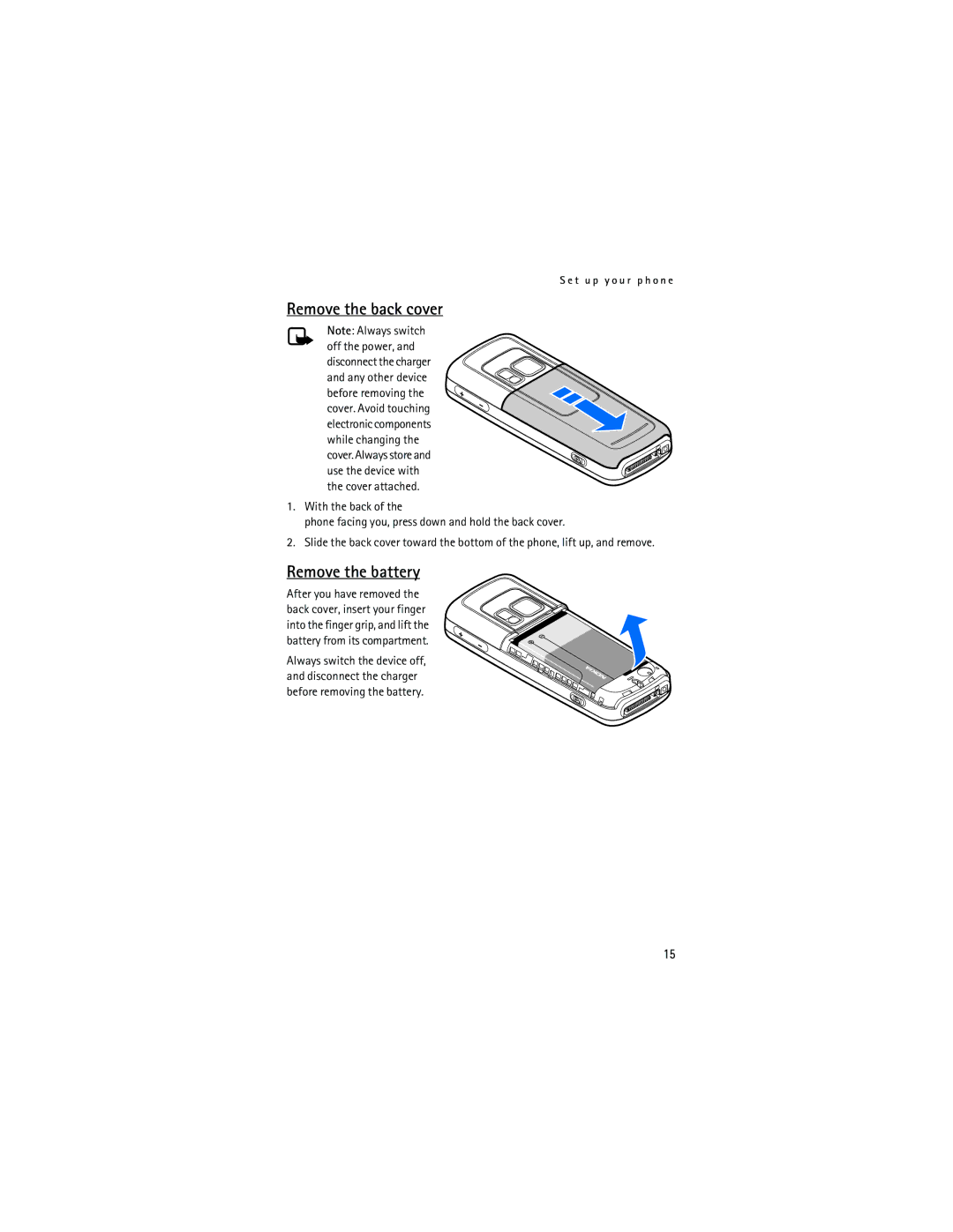 Nokia 6275i manual Remove the back cover, Remove the battery 