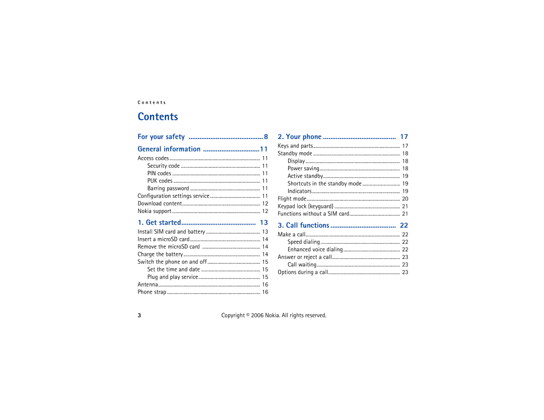 Nokia 6300 manual Contents 