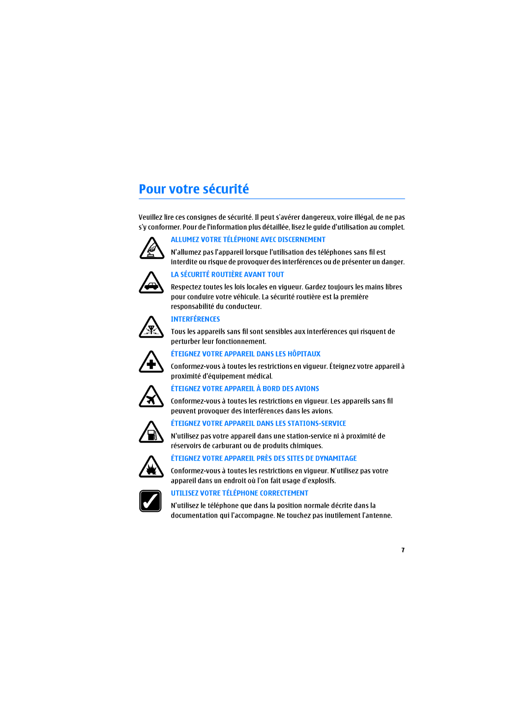 Nokia 6300B manual Pour votre sécurité, Allumez Votre Téléphone Avec Discernement 