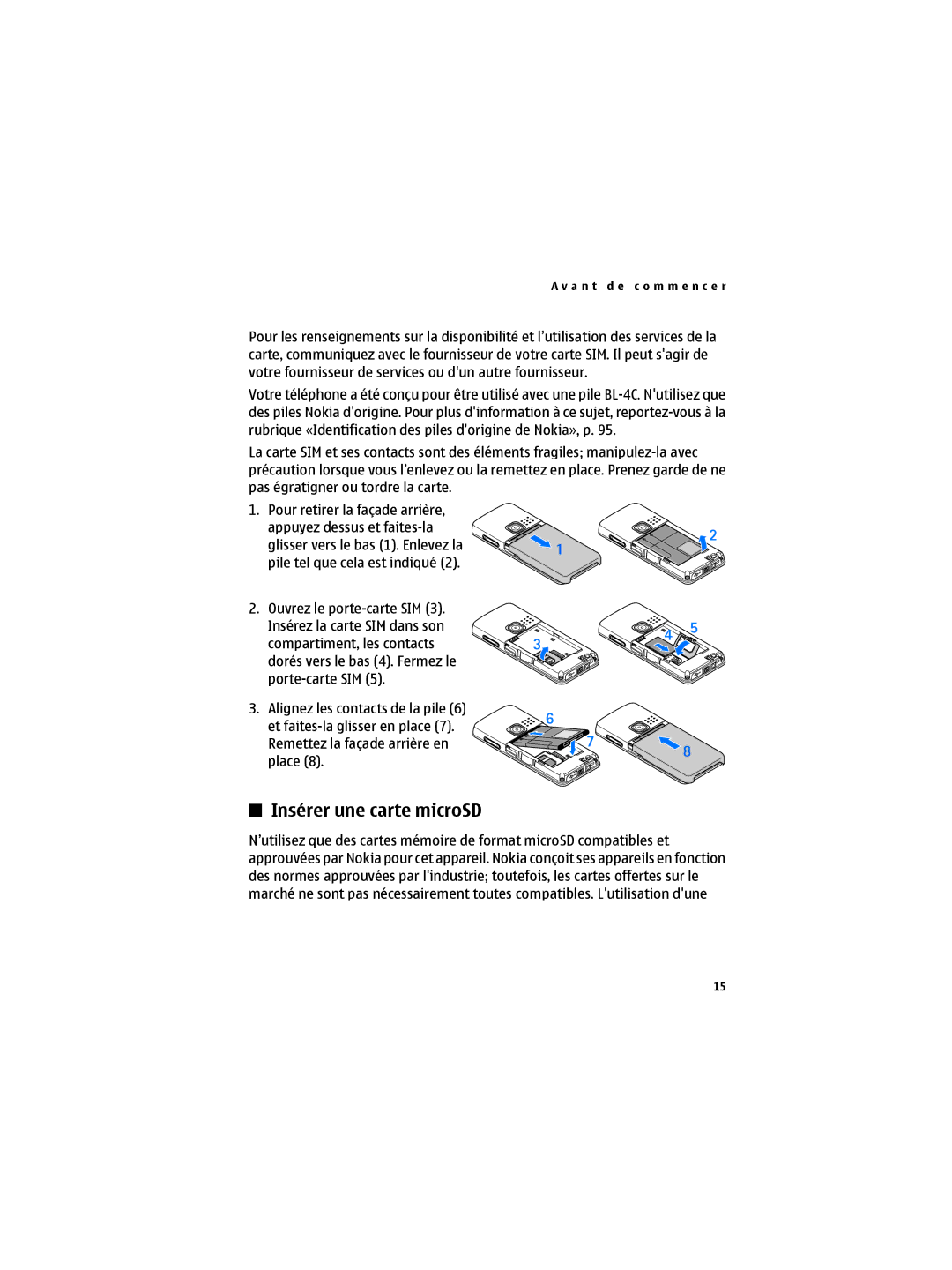 Nokia 6300B manual Insérer une carte microSD 