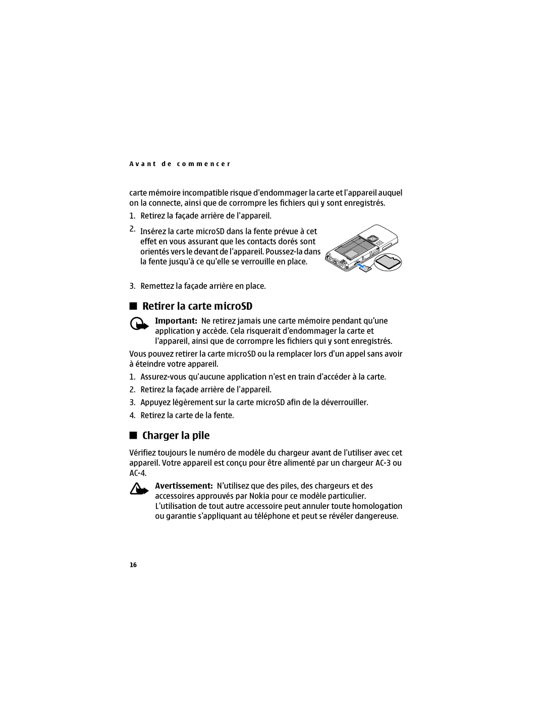 Nokia 6300B manual Retirer la carte microSD, Charger la pile 