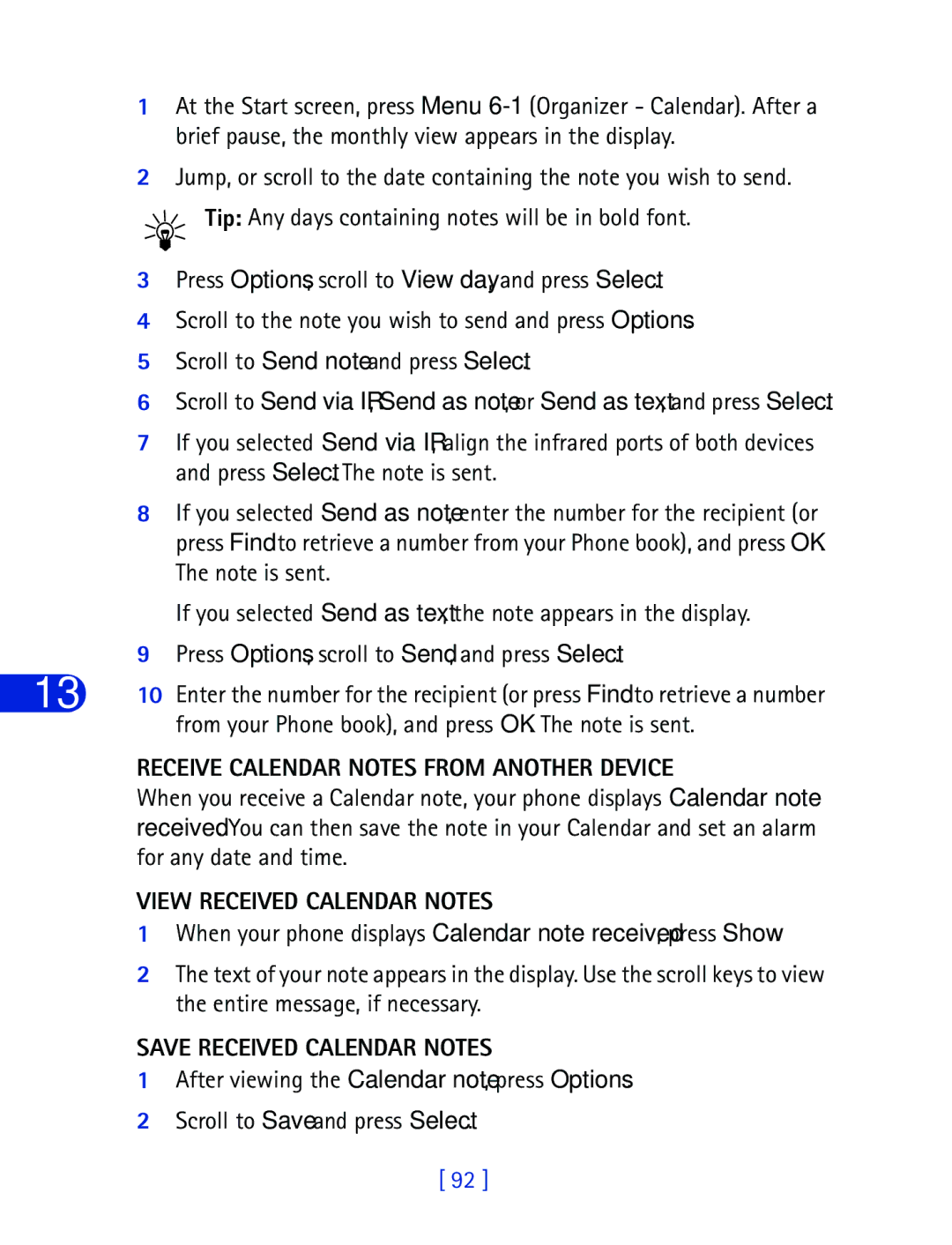 Nokia 6340 specifications From your Phone book, and press OK. The note is sent, Receive Calendar Notes from Another Device 