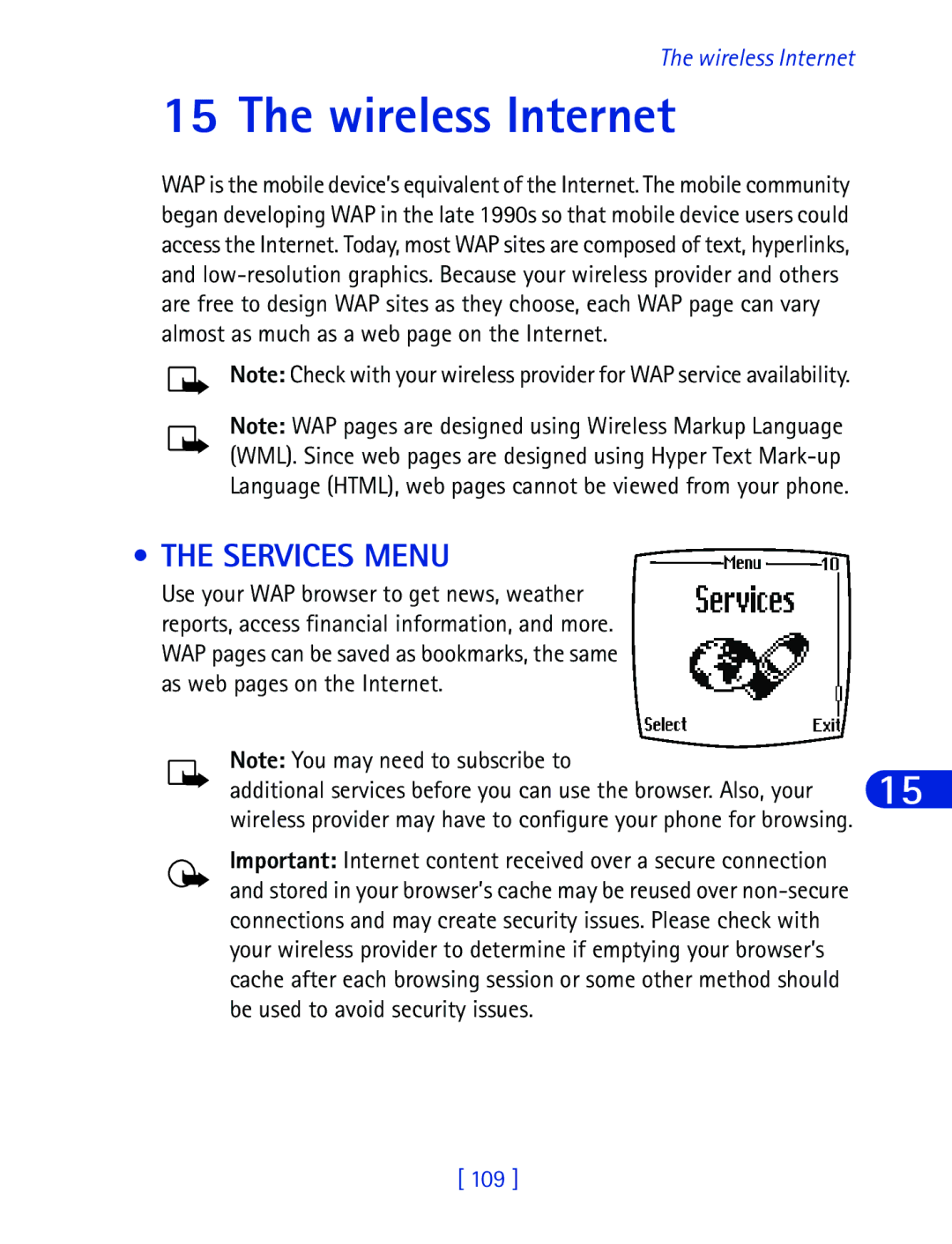 Nokia 6340 specifications Wireless Internet, Services Menu 