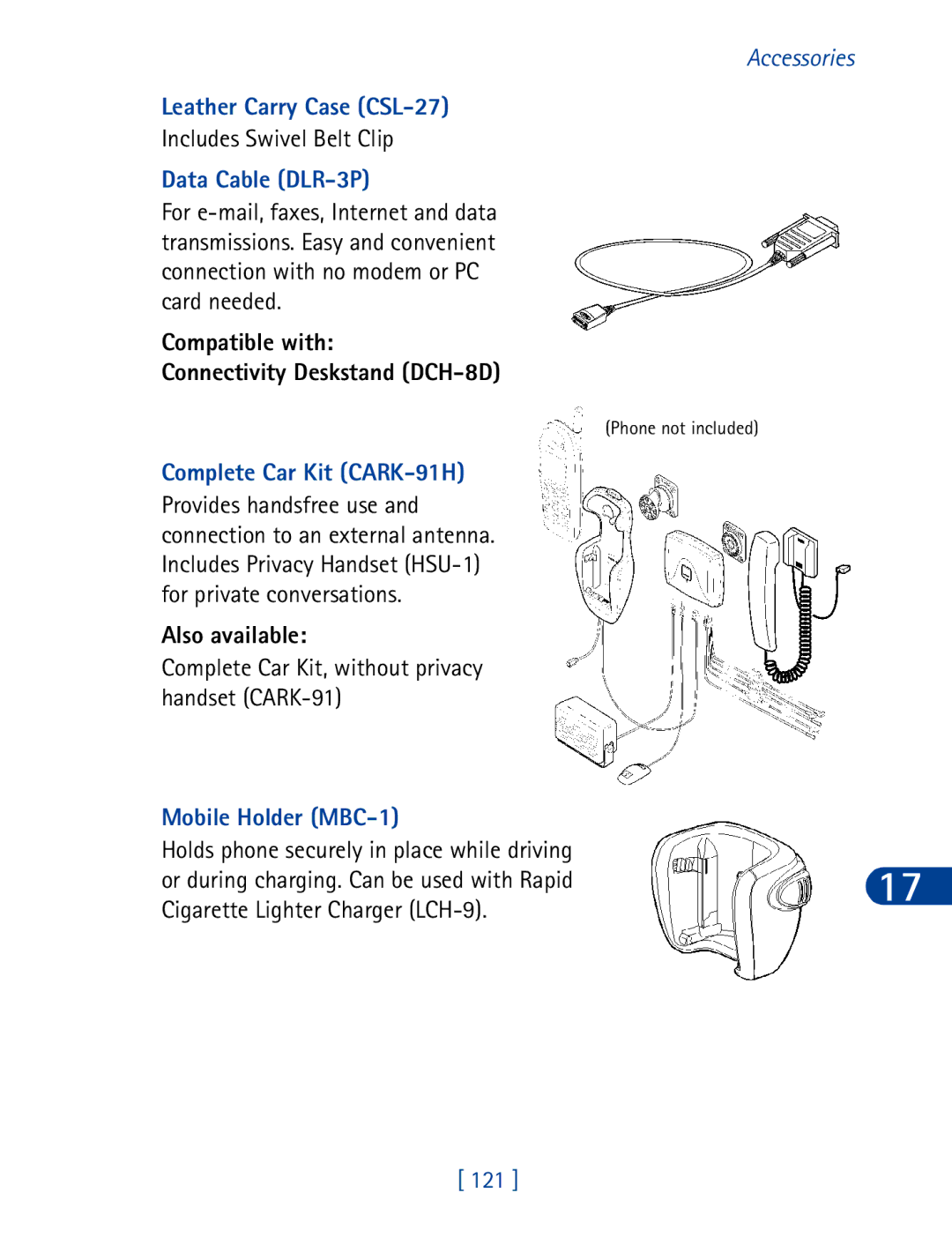 Nokia 6340 specifications Leather Carry Case CSL-27, Data Cable DLR-3P, Compatible with Connectivity Deskstand DCH-8D 