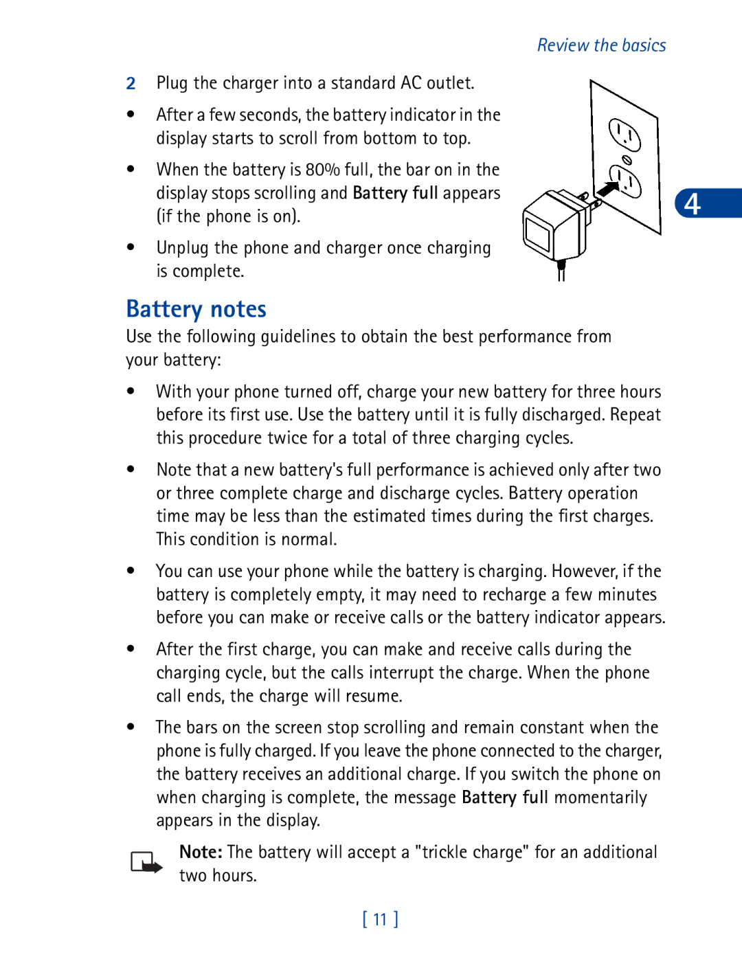 Nokia 6340 specifications Battery notes 